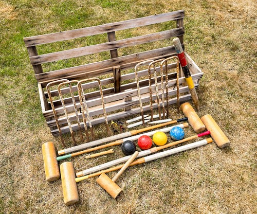 Vintage jaques croquet set - vintage,