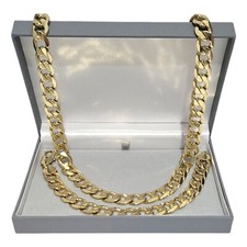 Mens 9ct Gold XP 12mm Curb Set, Bracelet 9" Chain 24" Classic Curb Set