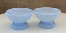 Pair of Light Blue Opaque Glass Fairy Lamp Bases