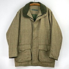 Alpendale Tweed Coat Mens Large Green Shooting Hunting Waterproof Field Jacket
