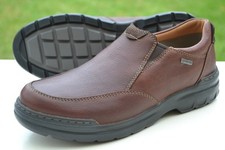 Clarks Mens Waterproof Slip-on Shoes ROCKIE 2 STEP GTX Mahogany Leather GORE-TEX