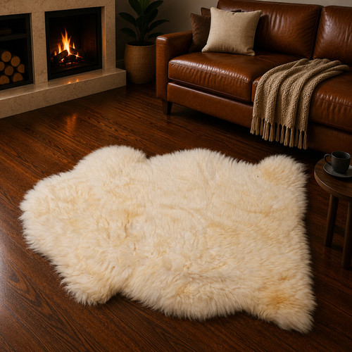 Genuine ivory sheepskin - sheepskin, rug