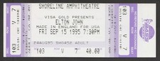 Elton John 1995 Unused Concert Ticket Shoreline Amphitheatre California