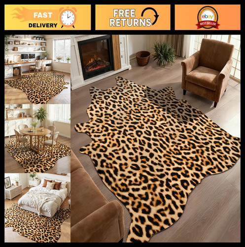 Faux leopard print area rug - leopard,