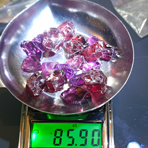 Purple red rough garnet - purple,