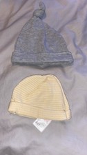 2 Baby Girl Baby Boy Newborn Grey White N Yellow Hats. Disney