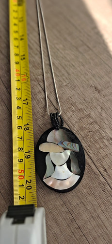 Oval shell inlay pendant - shell,