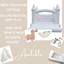 WHITE BOUNCY CASTLE + BEIGE & WHITE LUXERY SOFT PLAY HIRE