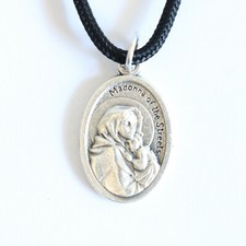 Madonna of the Streets Pendant Black Paracord Mary Medal Necklace Catholic 
