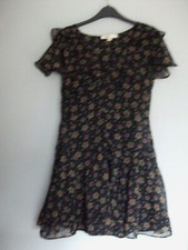 Kate Moss Black Star Print Floaty Chiffon Dress - Size 10