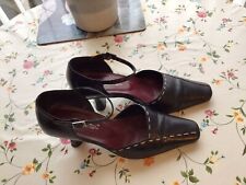 Gino Venturi Black Stitched Ladies Leather Shoes UK 7 EU 40 (A)