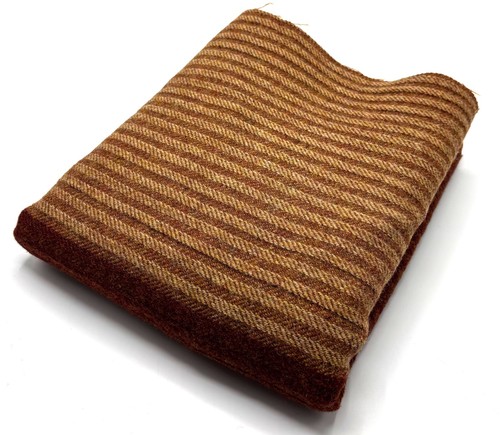 Orange red striped wool fabric - red,