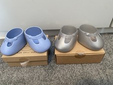 Olli Ella Dinkum Doll Shoes Cabbage Patch Sparkle Silver Heron Blue New In Box