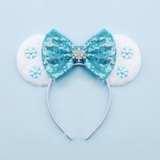 Princess Elsa Frozen Minnie Mickey Ears Headband Disney Parks Glitter