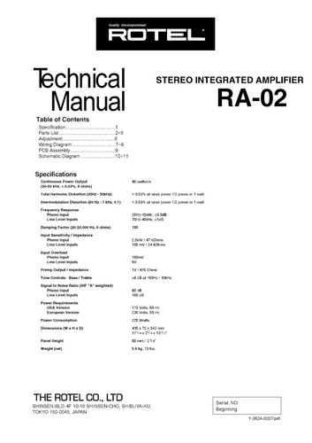 Service manual guide for rotel - manual,
