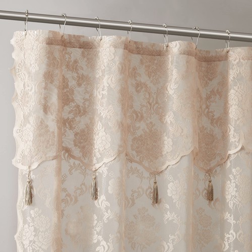 Linen lace shower curtain with - lace,