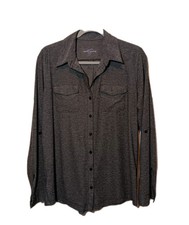 Eddie Bauer Travex Long Sleeve L Button-down Shirt Collared Heather Gray Women