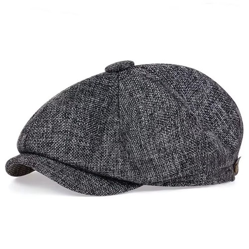 Dark gray vintage newsboy cap - vintage,