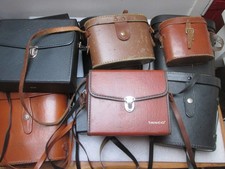 Job Of 10 Vintage Leather Style Binocular Cases Used