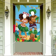 Hawaiian Party Decorations Beach Photo Backdrop Tiki Bar 150x100cm Tropical Luau