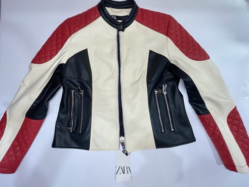 Zara leather red black cream - leather,
