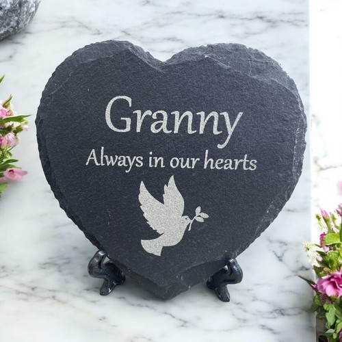 Memorial plaque slate heart - memorial,