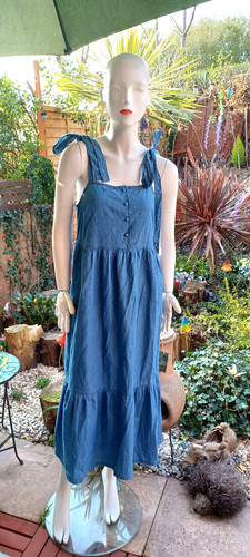 Blue tie strap denim - tie, dress