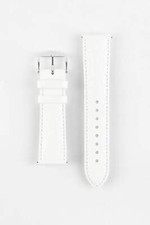 Hirsch CROCOGRAIN Crocodile Embossed Leather Watch Strap in WHITE