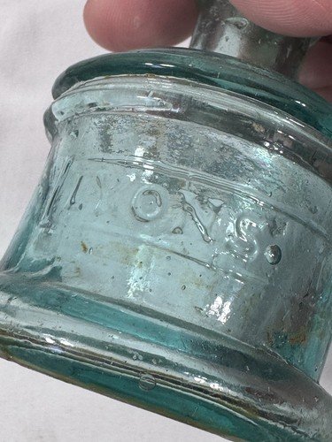 Antique lyons ink bottle aqua - lyons,