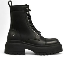 Windsor Smith Womens Black Leather Combat Boots Chunky Platform - Destroy