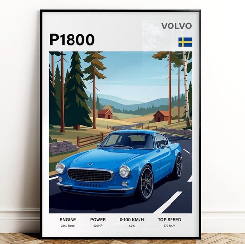 Volvo p1800 cyan poster wall - cyan,