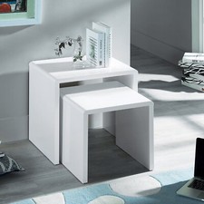 Julian Bowen Manhattan Nest of 2 Tables - White Gloss | Modern Side Tables