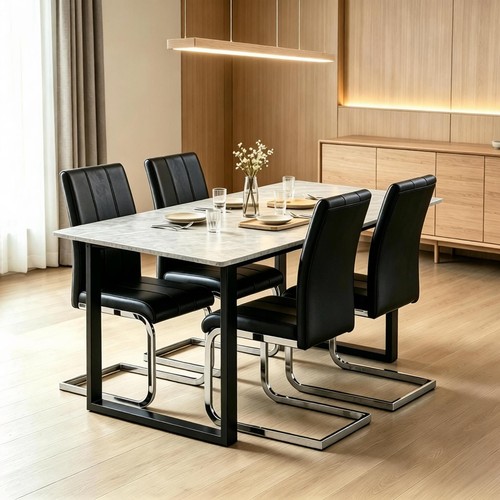 Marble effect wooden dining - wooden,