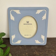 Wedgwood Jasperware Photo Frame For 4x4" Picture Blue & White Ceramic