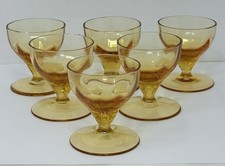 6 Small Amber Glasses 