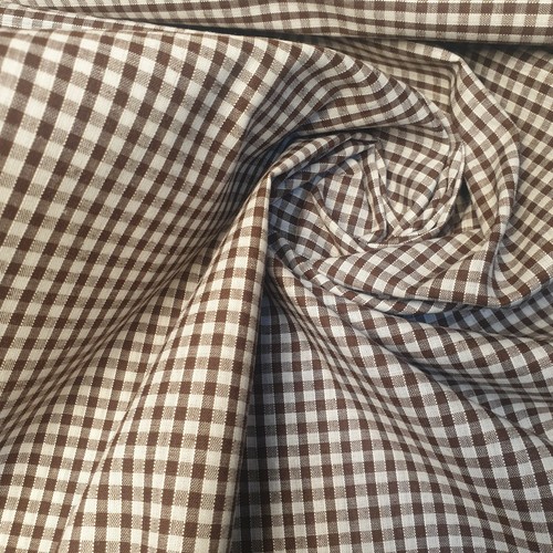 Brown gingham polycotton - gingham,