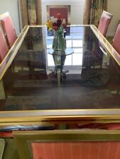 furniture vintage dinning Perre Vandel reinforced glass metal lacquered frames 
