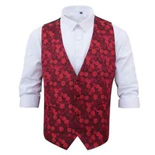 Red Mens Waistcoat Woven