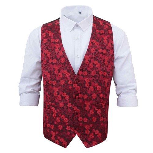 Red mens waistcoat woven - red,
