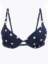High Street Navy Underwired Padded Plunge Bikini Top UK 38DD, 40D, 40DD, 38E,36E