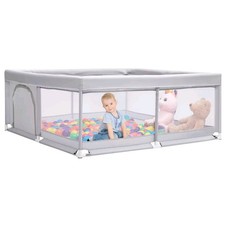 BEJOY Baby playpen150cm strong and compact zipper door foam protection grey
