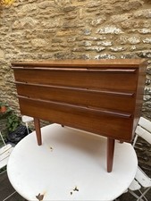 Mid Century 1960s Avalon 3 Drawer Dark Teak Chest of Drawers Danish Design