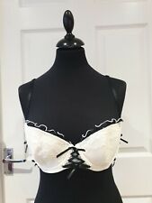 SOLEIL SUCRE Bra Ivory Lace with Black Trim & Ribbon Padded/Underwired Size 36C