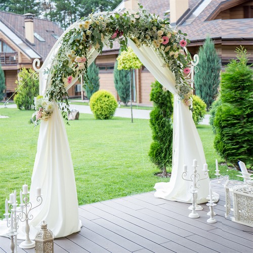 Large white garden arch arbor - garden,