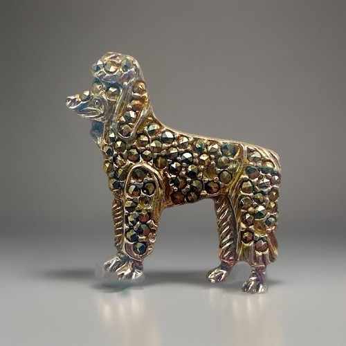 Poodle vintage brooch silver - brooch,