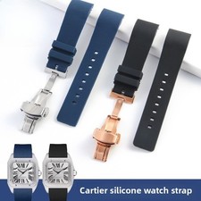 Quality Waterproof Silicone Watch Strap Men's Band 20 23mm Fit Cartier Santos100