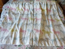 CLARKE & CLARKE STAMPEDE HORSES SORBET PENCIL PLEAT LINED CURTAINS 51 X 45 IN