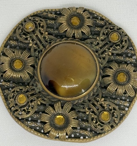 Rare czech floral brooch - floral,