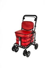 Prestige Shopping / Mobility Trolley with Backrest & Seat - (RED) BLACK EDITION
