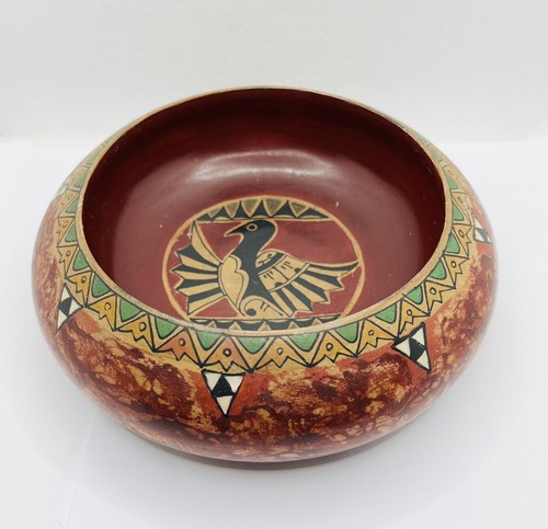 Wood tribal bowl bird - wood,